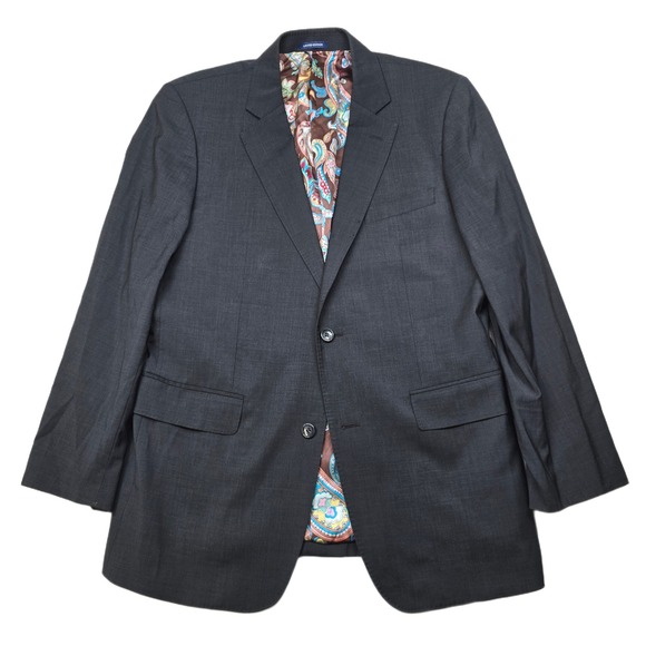 BONOBOS Limited Edition Wool Blazer Mens 42R Dark Gray Silk Paisley Lined Jacket